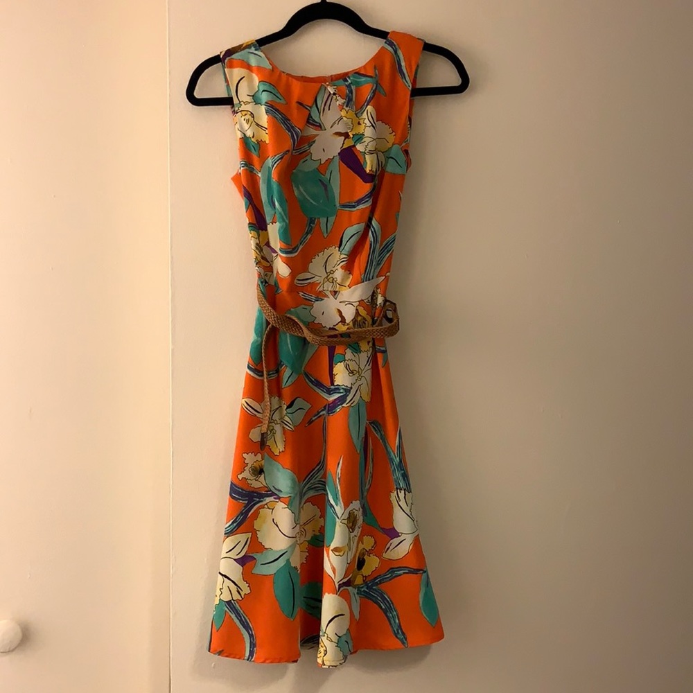 Orange floral dress
